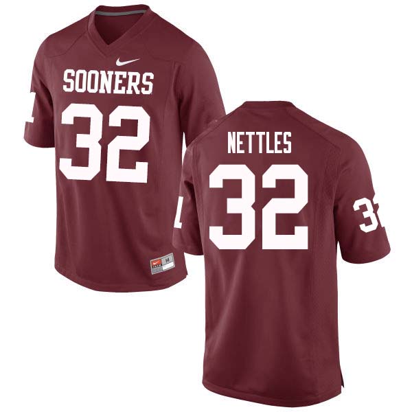 Men #32 Caleb Nettles Oklahoma Sooners College Football Jerseys Sale-Crimson